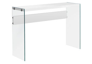 I 3288 Table D'appoint, Console, Entrée, Étroit, Sofa, Salon, Chambre À Coucher, Verre Trempé, Stratifié, Blanc Lustré, Dégager, Contemporain, Moderne - Simple Boutique