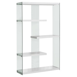 I 3290 Étagère À Livres, Étagère, Étagère, 5 Niveaux, 60"h, Bureau, Chambre À Coucher, Verre Trempé, Stratifié, Blanc Lustré, Dégager, Contemporain, Moderne - Simple Boutique