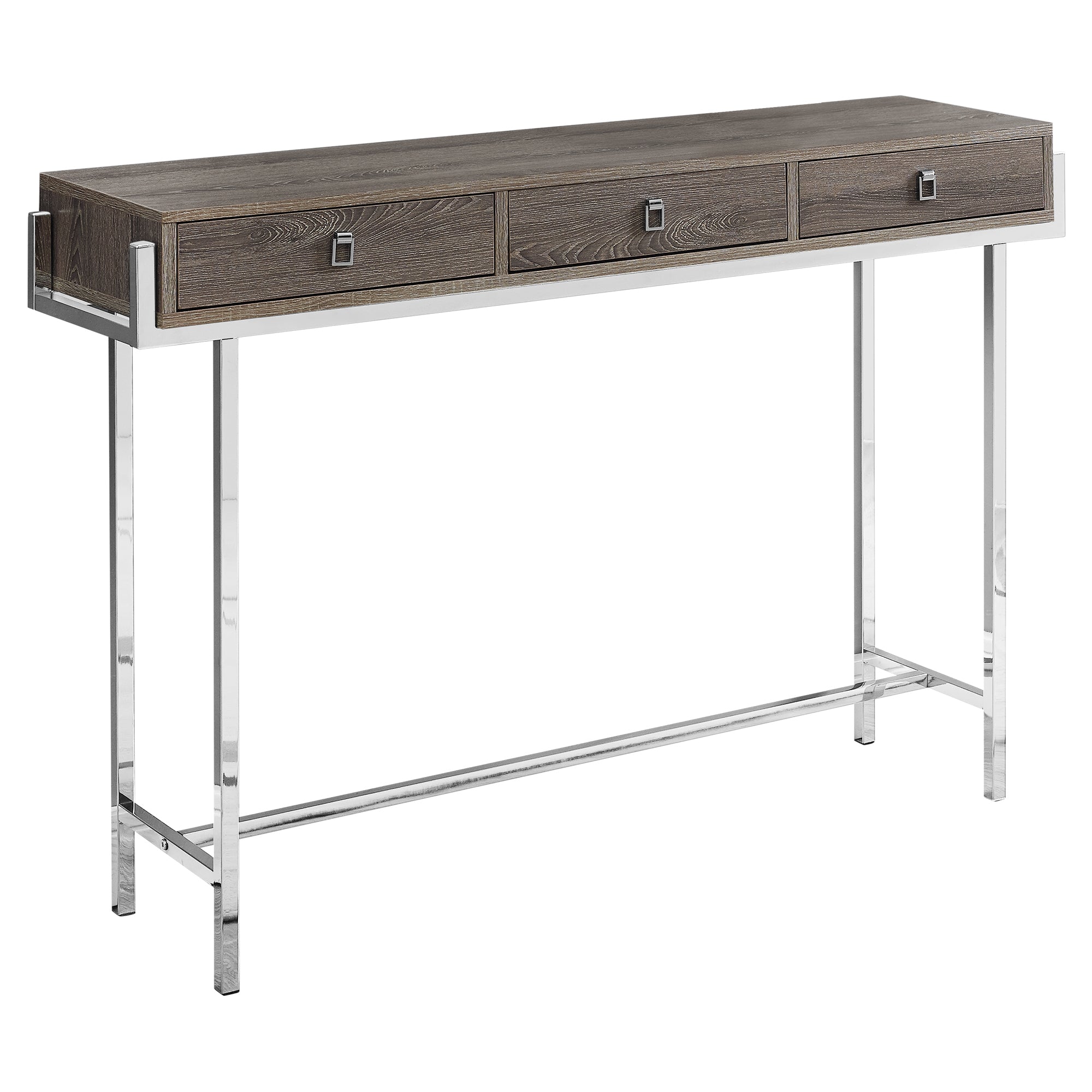 I 3299 Table D'appoint, Console, Entrée, Étroit, Sofa, Tiroir De Rangement, Salon, Chambre À Coucher, Métal, Stratifié, Brun, Chrome, Contemporain, Moderne - Simple Boutique