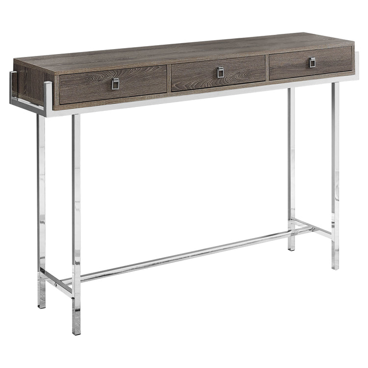 I 3299 Table D'appoint, Console, Entrée, Étroit, Sofa, Tiroir De Rangement, Salon, Chambre À Coucher, Métal, Stratifié, Brun, Chrome, Contemporain, Moderne - Simple Boutique