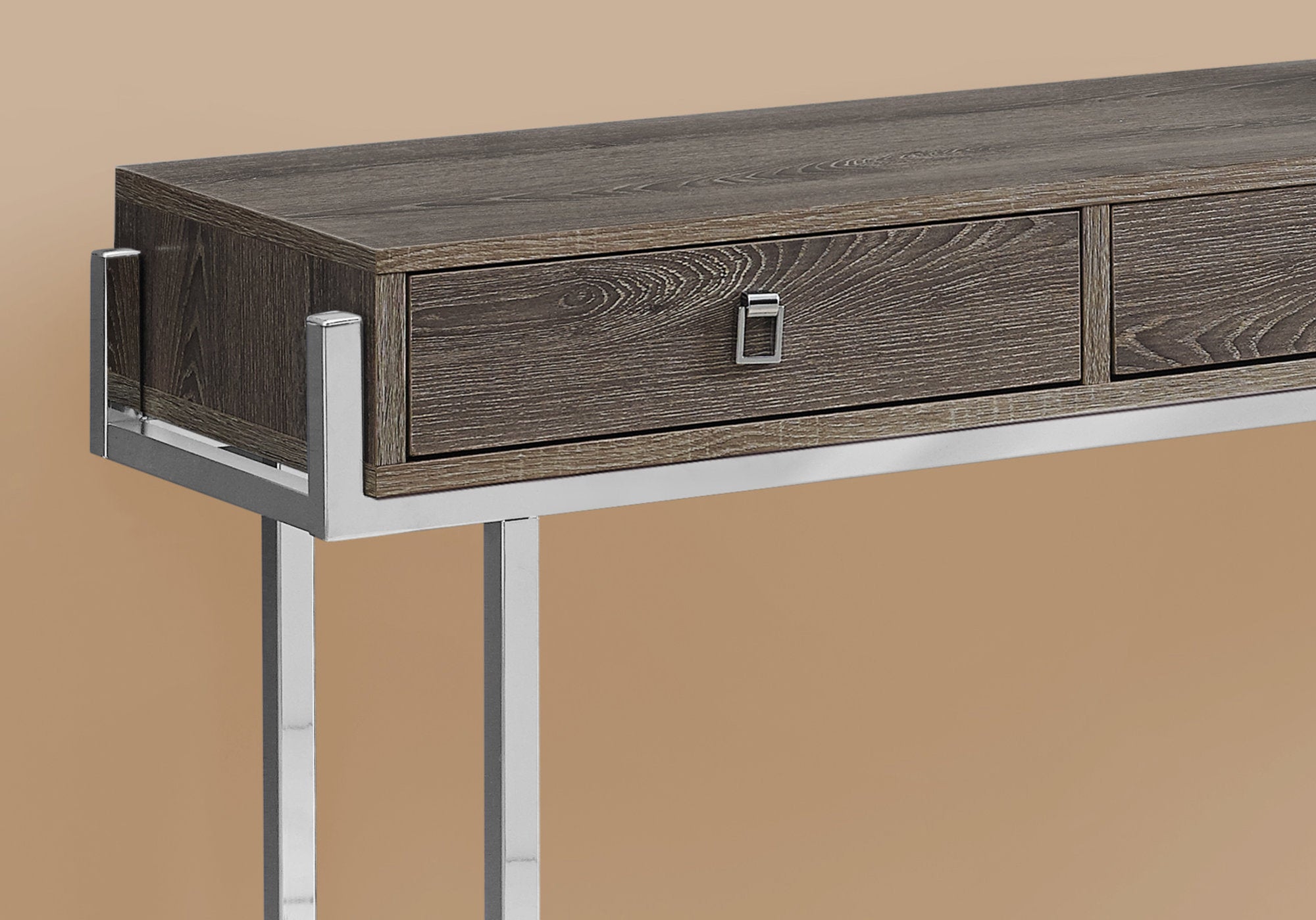 I 3299 Table D'appoint, Console, Entrée, Étroit, Sofa, Tiroir De Rangement, Salon, Chambre À Coucher, Métal, Stratifié, Brun, Chrome, Contemporain, Moderne - Simple Boutique