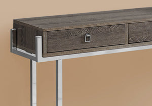 I 3299 Table D'appoint, Console, Entrée, Étroit, Sofa, Tiroir De Rangement, Salon, Chambre À Coucher, Métal, Stratifié, Brun, Chrome, Contemporain, Moderne - Simple Boutique