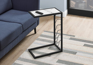 I 3300 Table D'appoint, En Forme De C, Bout, Côté, Collation, Salon, Chambre À Coucher, Métal, Stratifié, Aspect Marbre Blanc, Noir, Contemporain, Moderne - Simple Boutique