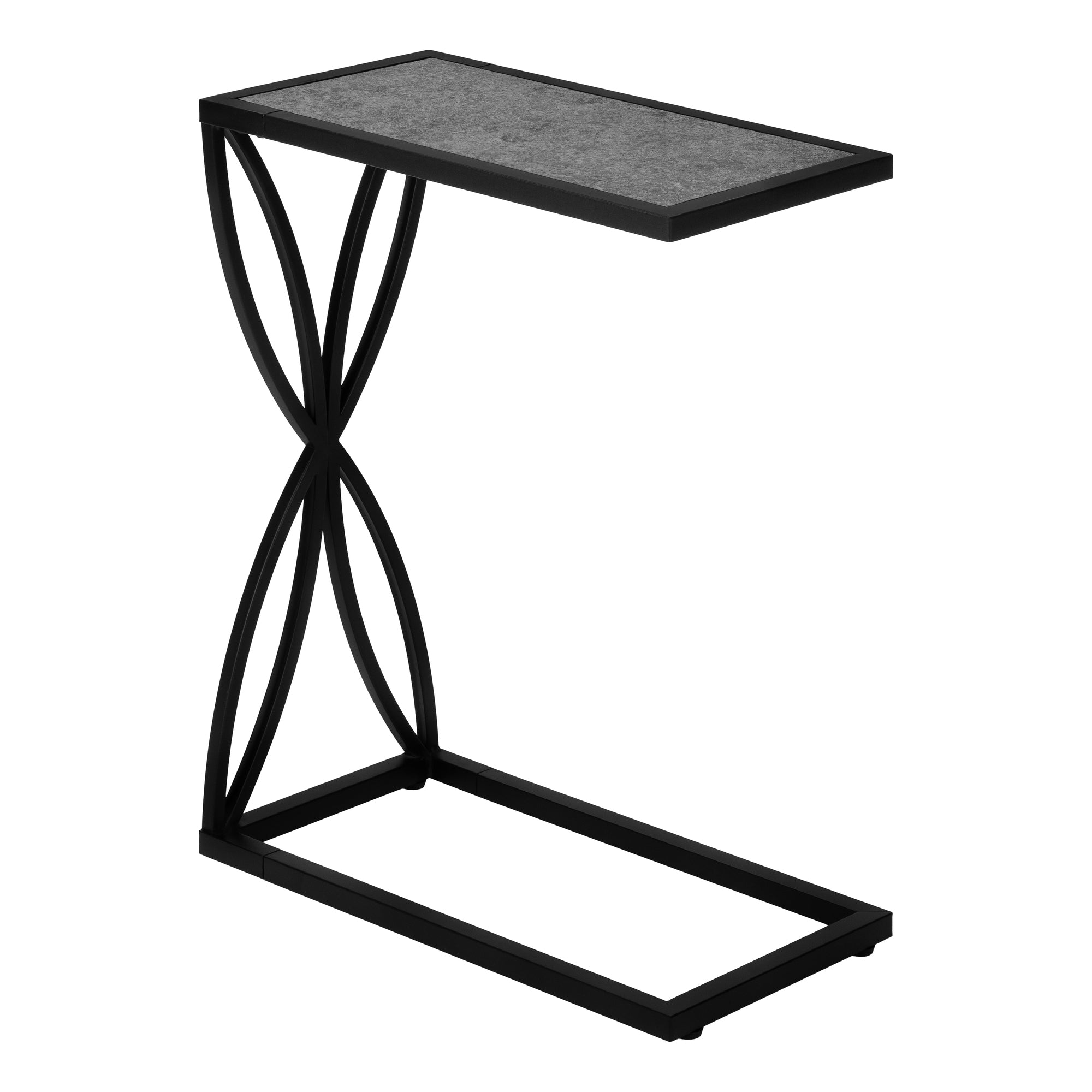 I 3305 Table D'appoint, En Forme De C, Bout, Côté, Collation, Salon, Chambre À Coucher, Métal, Stratifié, Gris, Noir, Contemporain, Moderne - Simple Boutique