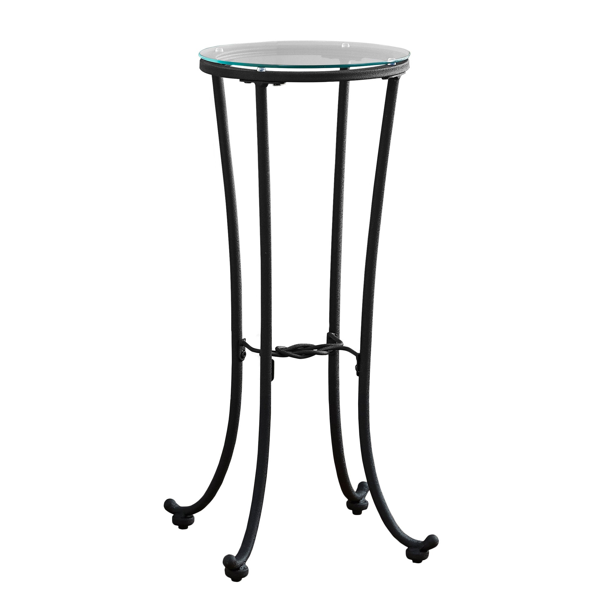 I 3332 Table D'appoint, Côté, Bout, Support Pour Plantes, Rond, Salon, Chambre À Coucher, Métal, Verre Trempé, Noir, Dégager, Contemporain, Moderne - Simple Boutique