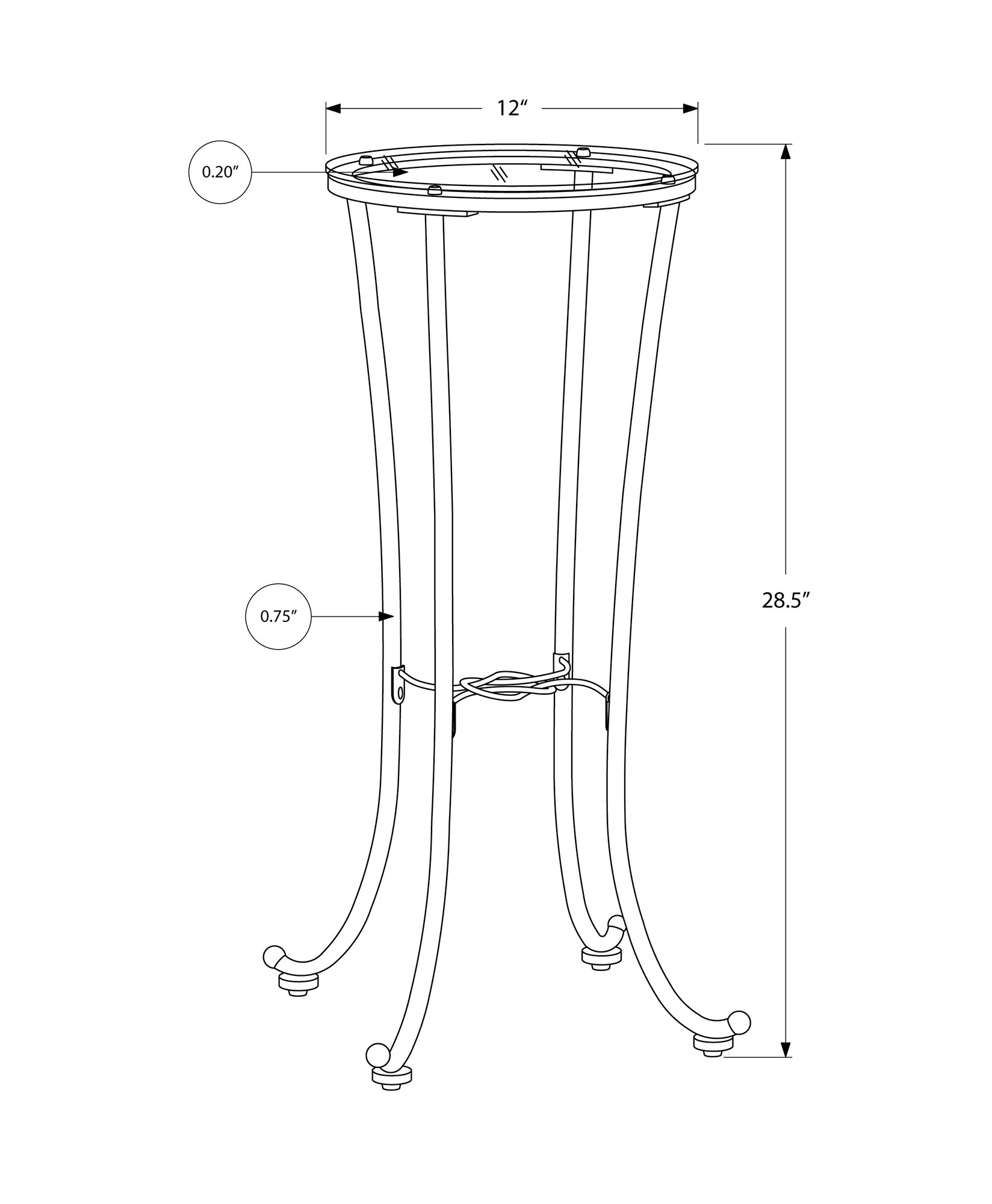 I 3332 Table D'appoint, Côté, Bout, Support Pour Plantes, Rond, Salon, Chambre À Coucher, Métal, Verre Trempé, Noir, Dégager, Contemporain, Moderne - Simple Boutique