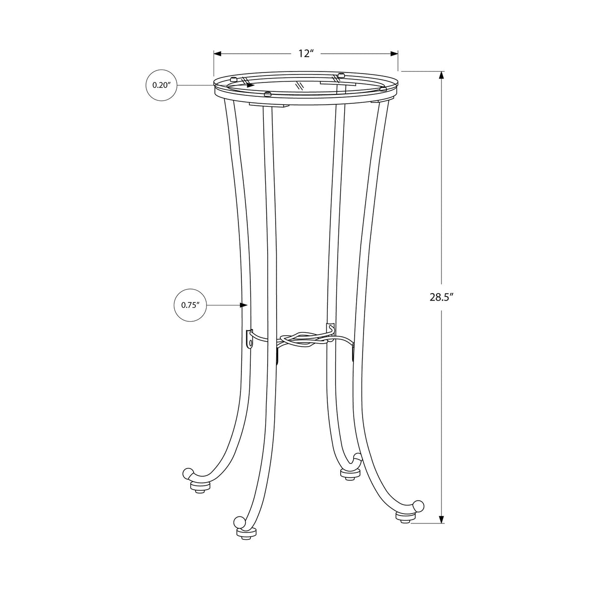 Monarch Specialties I 3332 Table D'appoint, Côté, Bout, Support Pour Plantes, Rond, Salon, Chambre À Coucher, Métal, Verre Trempé, Noir, Dégager, Contemporain, Moderne - Simple Boutique