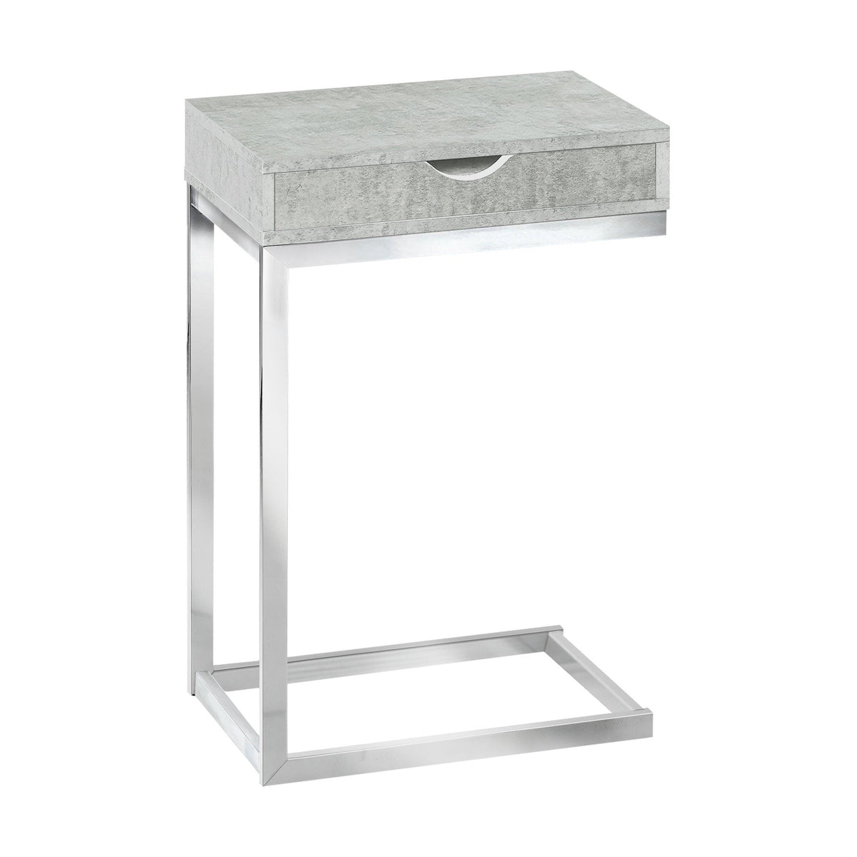 I 3373 Table D'appoint, En Forme De C, Bout, Côté, Collation, Tiroir De Rangement, Salon, Chambre À Coucher, Métal, Stratifié, Gris, Chrome, Contemporain, Moderne - Simple Boutique