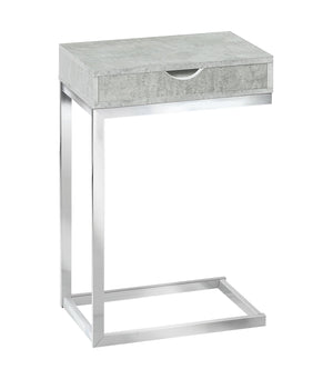I 3373 Table D'appoint, En Forme De C, Bout, Côté, Collation, Tiroir De Rangement, Salon, Chambre À Coucher, Métal, Stratifié, Gris, Chrome, Contemporain, Moderne - Simple Boutique