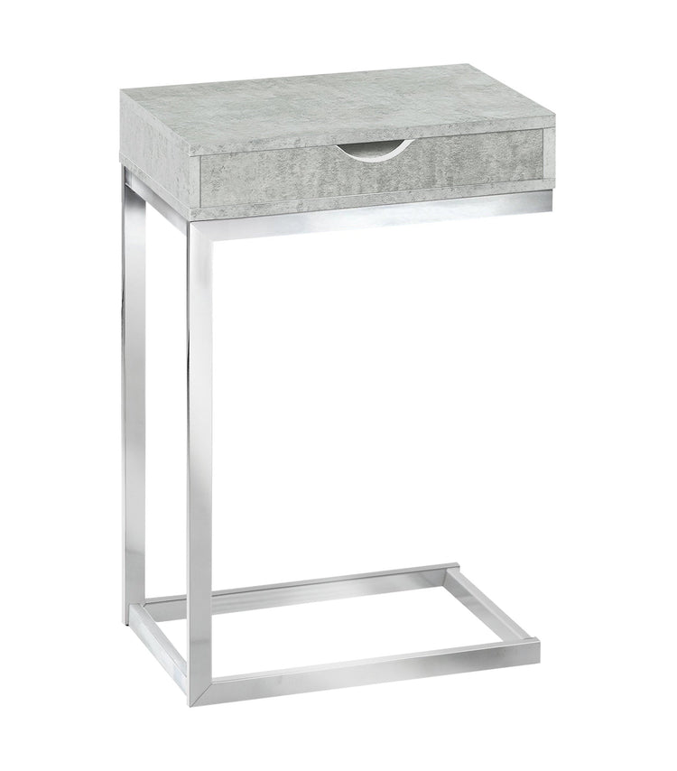 I 3373 Table D'appoint, En Forme De C, Bout, Côté, Collation, Tiroir De Rangement, Salon, Chambre À Coucher, Métal, Stratifié, Gris, Chrome, Contemporain, Moderne - Simple Boutique