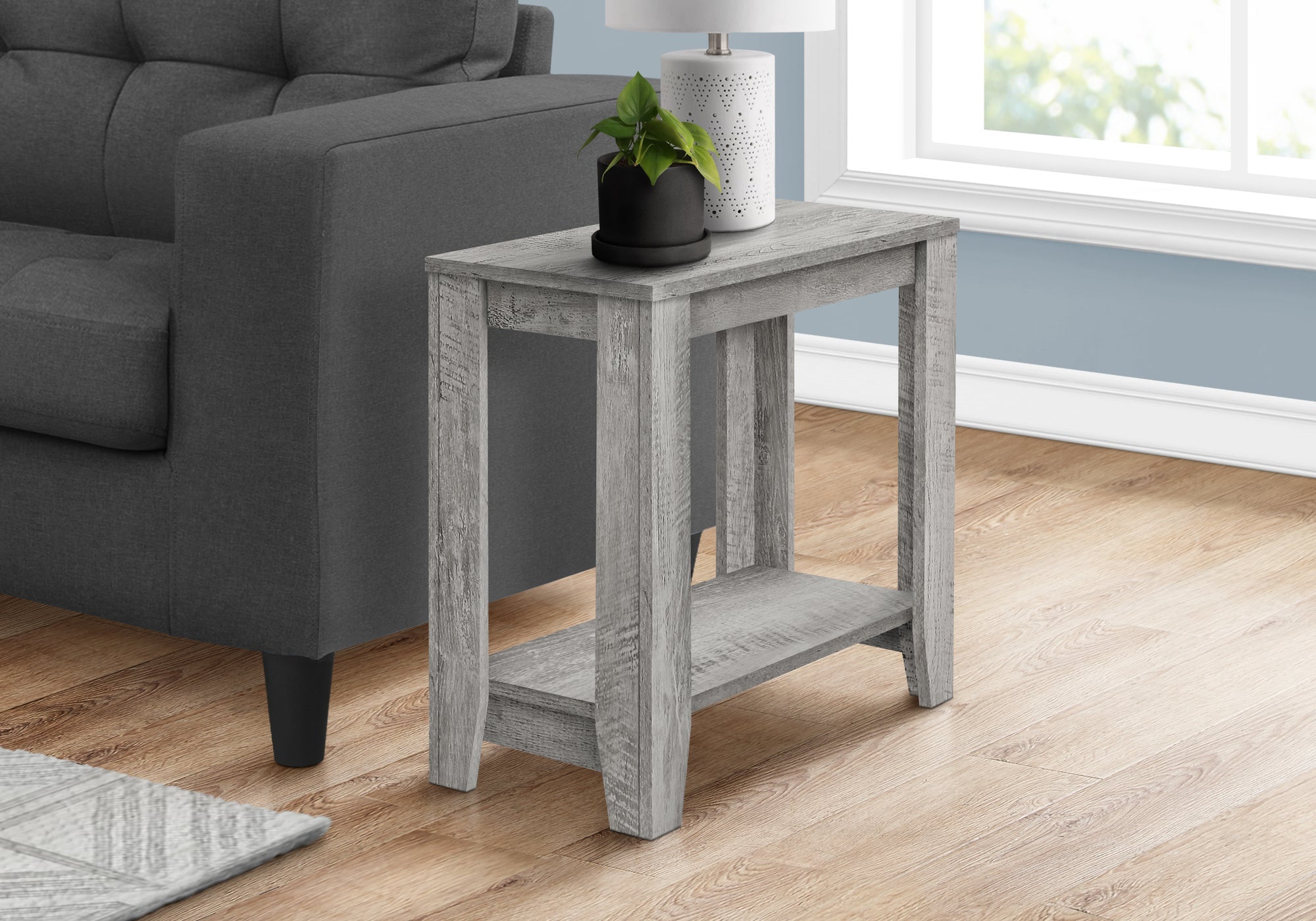 I 3380 Table D'appoint, Côté, Bout, Table De Nuit, Lampe, Salon, Chambre À Coucher, Stratifié, Gris, Contemporain, Moderne - Simple Boutique