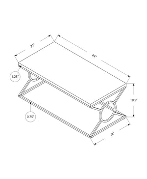 I 3400 Table A Café, Accent, Cocktail, Rectangulaire, Salon, 44"l, Métal, Stratifié, Blanc Lustré, Chrome, Contemporain, Moderne - Simple Boutique