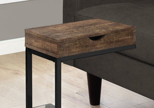 I 3406 Table D'appoint, En Forme De C, Bout, Côté, Collation, Tiroir De Rangement, Salon, Chambre À Coucher, Métal, Stratifié, Brun, Noir, Contemporain, Moderne - Simple Boutique