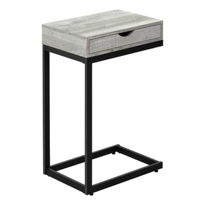 I 3407 Table D'appoint, En Forme De C, Bout, Côté, Collation, Tiroir De Rangement, Salon, Chambre À Coucher, Métal, Stratifié, Gris, Noir, Contemporain, Moderne - Simple Boutique
