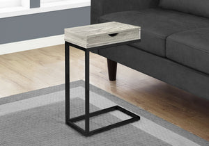 I 3407 Table D'appoint, En Forme De C, Bout, Côté, Collation, Tiroir De Rangement, Salon, Chambre À Coucher, Métal, Stratifié, Gris, Noir, Contemporain, Moderne - Simple Boutique
