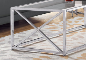 I 3440 Table A Café, Accent, Cocktail, Rectangulaire, Salon, 44"l, Métal, Verre Trempé, Chrome, Dégager, Contemporain, Moderne - Simple Boutique