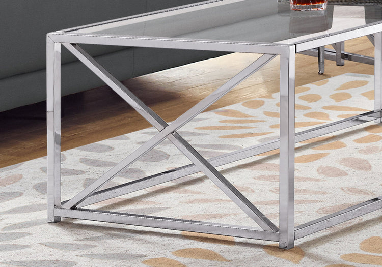 I 3440 Table A Café, Accent, Cocktail, Rectangulaire, Salon, 44"l, Métal, Verre Trempé, Chrome, Dégager, Contemporain, Moderne - Simple Boutique