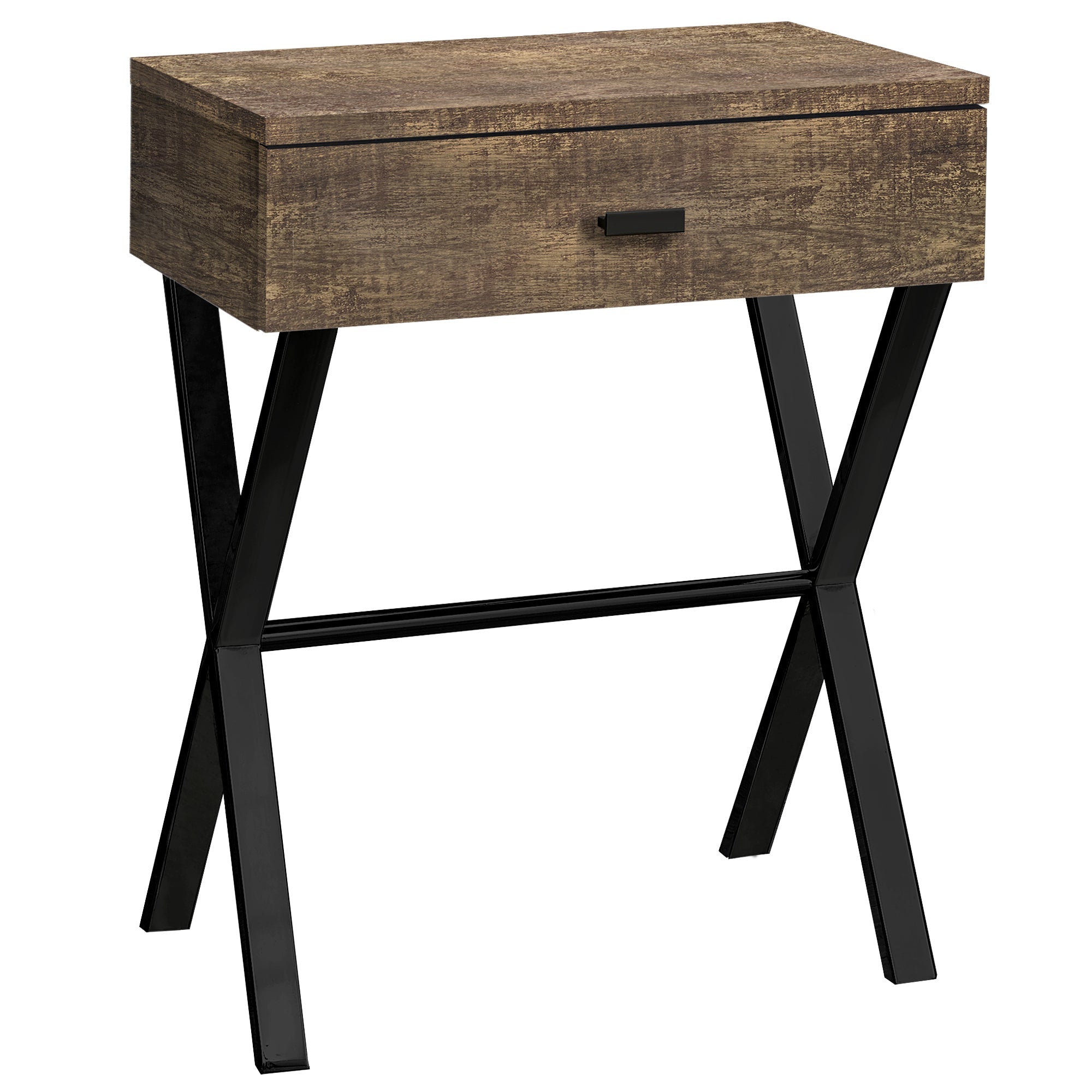 I 3450 Table D'appoint, Côté, Bout, Table De Nuit, Lampe, Tiroir De Rangement, Salon, Chambre À Coucher, Métal, Stratifié, Brun, Noir, Contemporain, Moderne - Simple Boutique