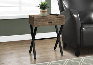 I 3450 Table D'appoint, Côté, Bout, Table De Nuit, Lampe, Tiroir De Rangement, Salon, Chambre À Coucher, Métal, Stratifié, Brun, Noir, Contemporain, Moderne - Simple Boutique
