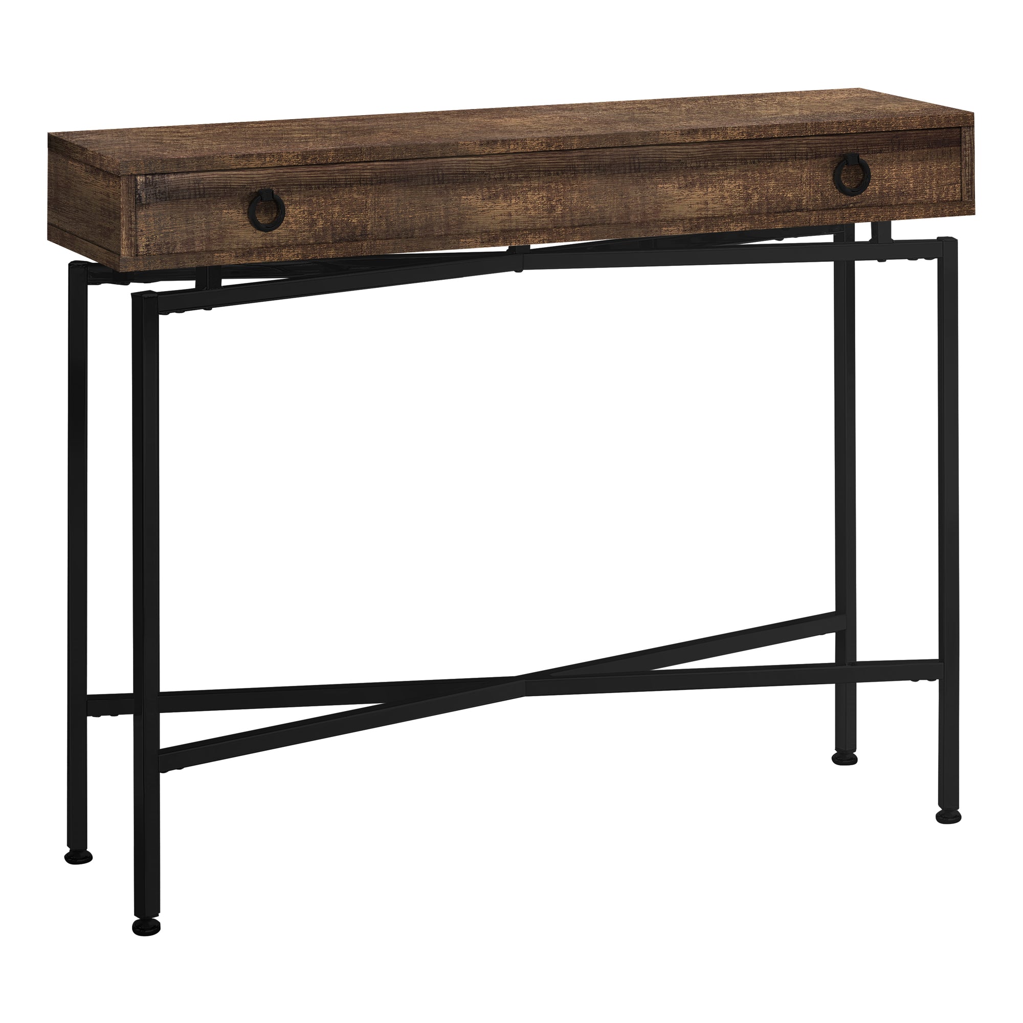I 3453 Table D'appoint, Console, Entrée, Étroit, Sofa, Tiroir De Rangement, Salon, Chambre À Coucher, Métal, Stratifié, Brun, Noir, Contemporain, Moderne - Simple Boutique