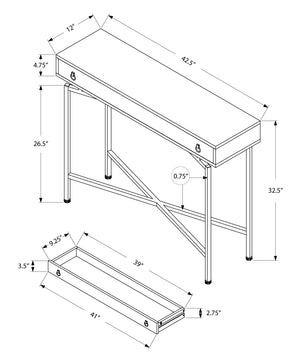 I 3454 Table D'appoint, Console, Entrée, Étroit, Sofa, Tiroir De Rangement, Salon, Chambre À Coucher, Métal, Stratifié, Gris, Noir, Contemporain, Moderne - Simple Boutique