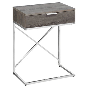I 3475 Table D'appoint, Côté, Bout, Table De Nuit, Lampe, Tiroir De Rangement, Salon, Chambre À Coucher, Métal, Stratifié, Brun, Chrome, Contemporain, Moderne - Simple Boutique
