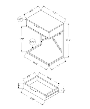 I 3476 Table D'appoint, Côté, Bout, Table De Nuit, Lampe, Tiroir De Rangement, Salon, Chambre À Coucher, Métal, Stratifié, Brun, Or, Contemporain, Moderne - Simple Boutique