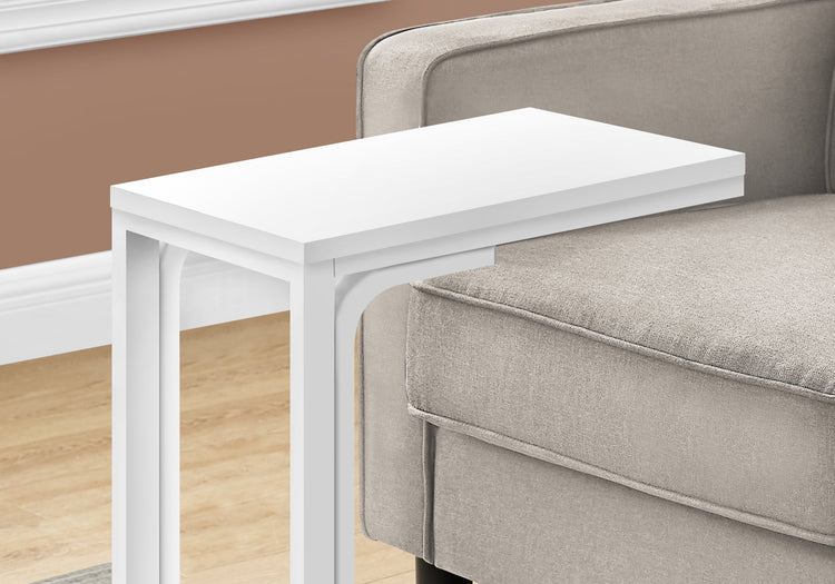 I 3478 Table D'appoint, En Forme De C, Bout, Côté, Collation, Salon, Chambre À Coucher, Métal, Stratifié, Blanc, Contemporain, Moderne - Simple Boutique