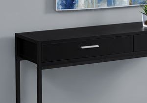 I 3512 Table D'appoint, Console, Entrée, Étroit, Sofa, Tiroir De Rangement, Salon, Chambre À Coucher, Métal, Stratifié, Noir, Contemporain, Moderne - Simple Boutique