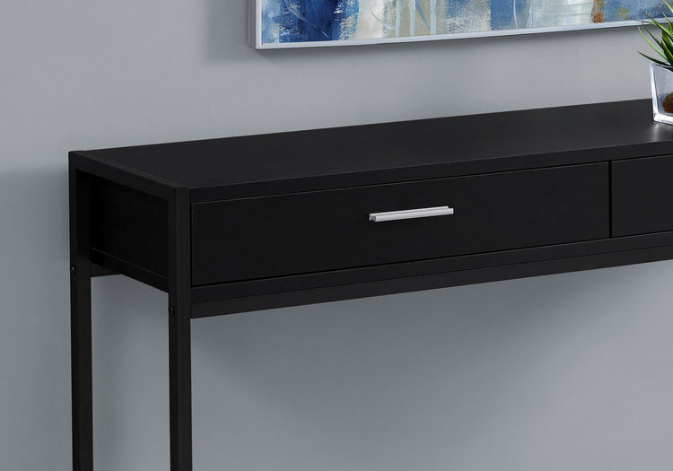 I 3512 Table D'appoint, Console, Entrée, Étroit, Sofa, Tiroir De Rangement, Salon, Chambre À Coucher, Métal, Stratifié, Noir, Contemporain, Moderne - Simple Boutique