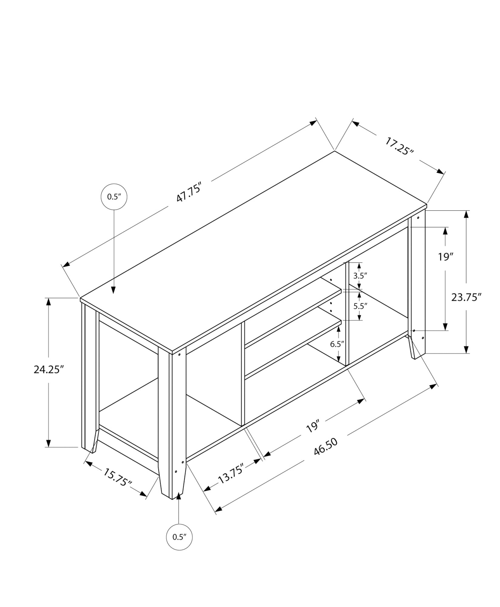 I 3528 Meuble Tv, 48 Pouces, Console, Centre De Divertissement Média, Étagères De Rangement, Salon, Chambre À Coucher, Stratifié, Brun, Contemporain, Moderne - Simple Boutique