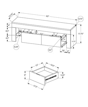 I 3548 Meuble Tv, 63 Pouces, Console, Centre De Divertissement Média, Unite De Rangement, Salon, Chambre À Coucher, Stratifié, Blanc Lustré, Dégager, Contemporain, Moderne - Simple Boutique