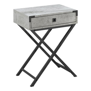 I 3552 Table D'appoint, Côté, Bout, Table De Nuit, Lampe, Tiroir De Rangement, Salon, Chambre À Coucher, Métal, Stratifié, Gris, Noir, Contemporain, Moderne - Simple Boutique