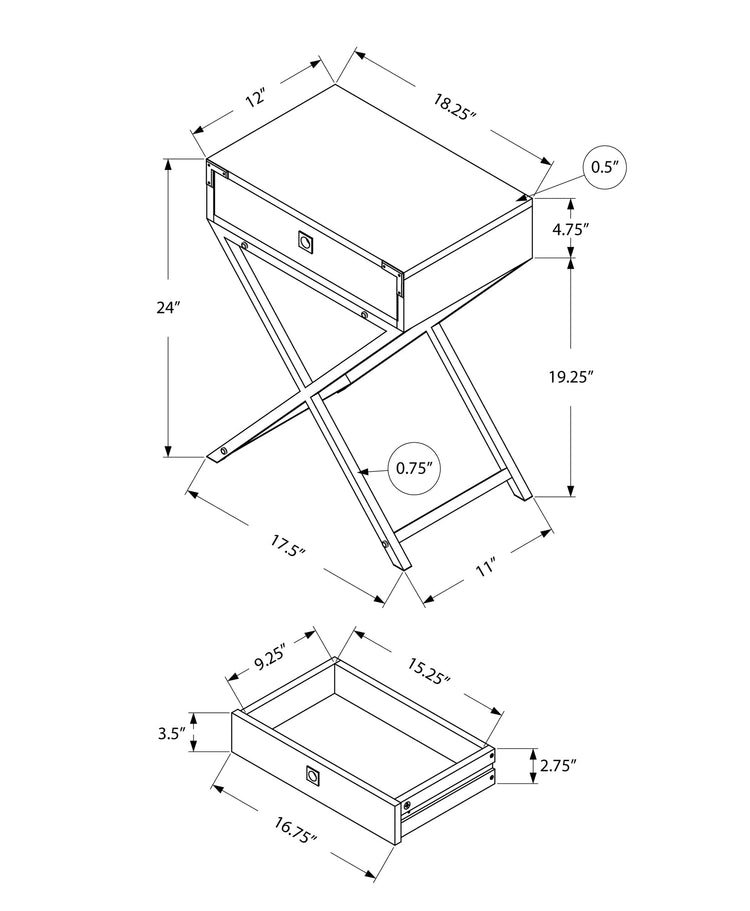 I 3556 Table D'appoint, Côté, Bout, Table De Nuit, Lampe, Tiroir De Rangement, Salon, Chambre À Coucher, Métal, Stratifié, Brun, Or, Contemporain, Moderne - Simple Boutique