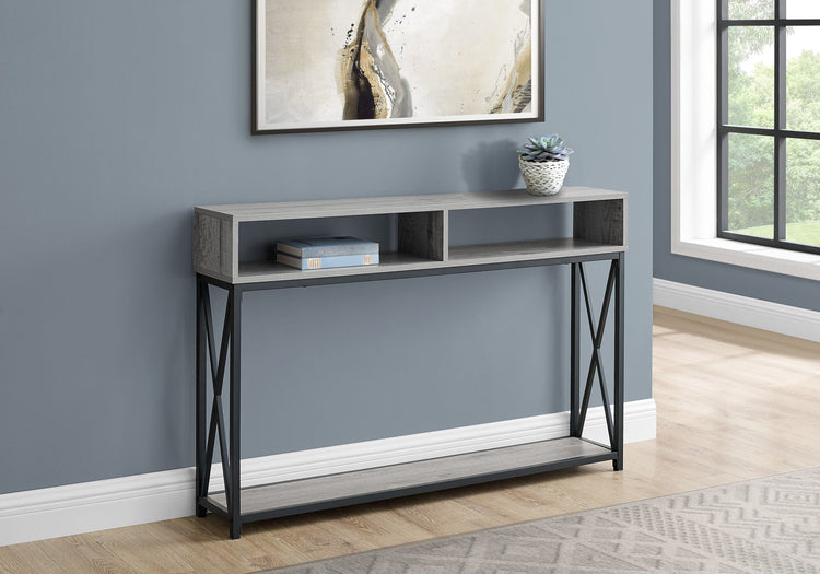 I 3572 Table D'appoint, Console, Entrée, Étroit, Sofa, Salon, Chambre À Coucher, Métal, Stratifié, Gris, Noir, Contemporain, Moderne - Simple Boutique