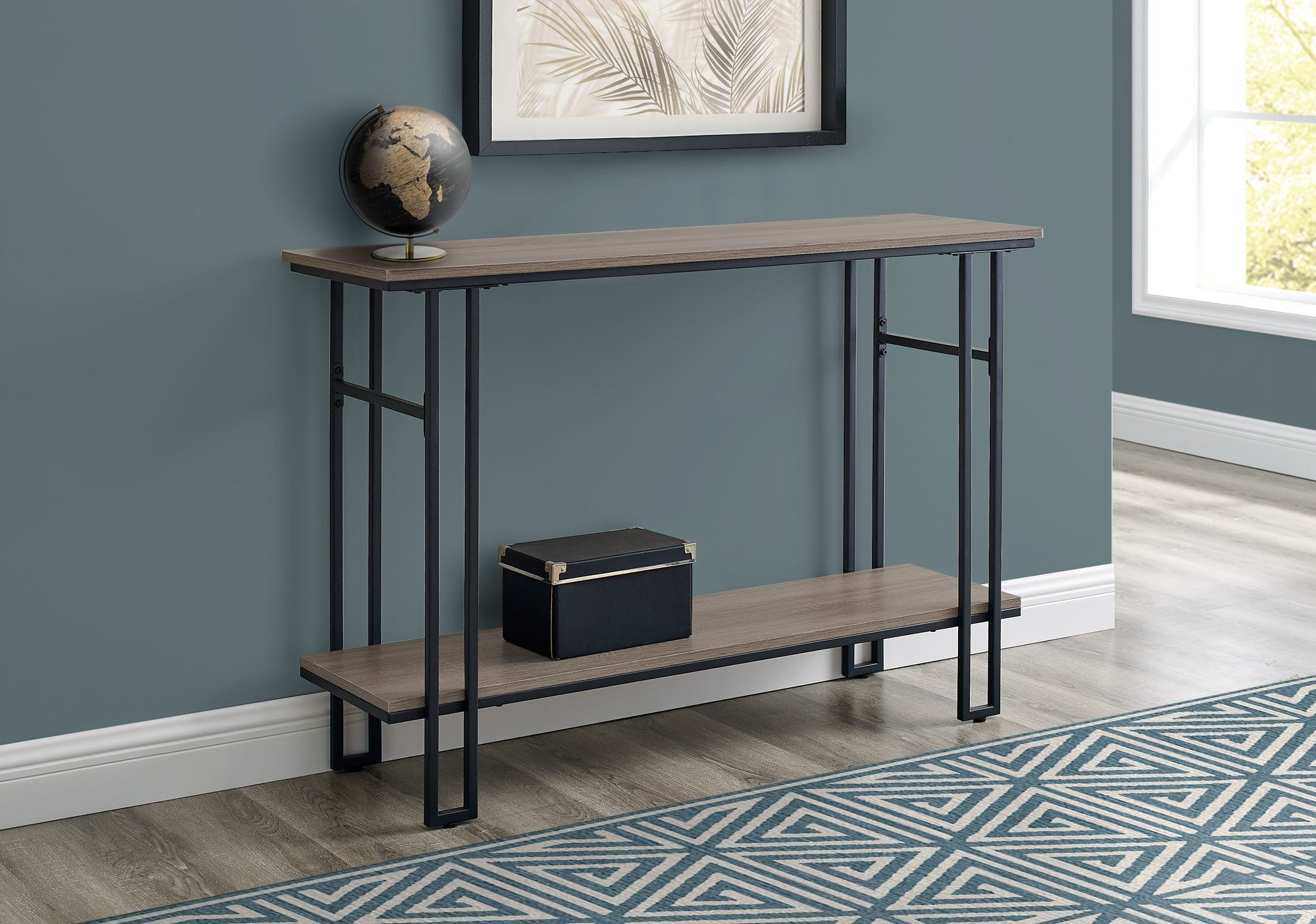 I 3577 Table D'appoint, Console, Entrée, Étroit, Sofa, Salon, Chambre À Coucher, Métal, Stratifié, Brun, Noir, Contemporain, Moderne - Simple Boutique