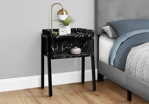 I 3590 Table D'appoint, Côté, Bout, Table De Nuit, Lampe, Salon, Chambre À Coucher, Métal, Stratifié, D'aspect Marbre Noir, Contemporain, Moderne - Simple Boutique
