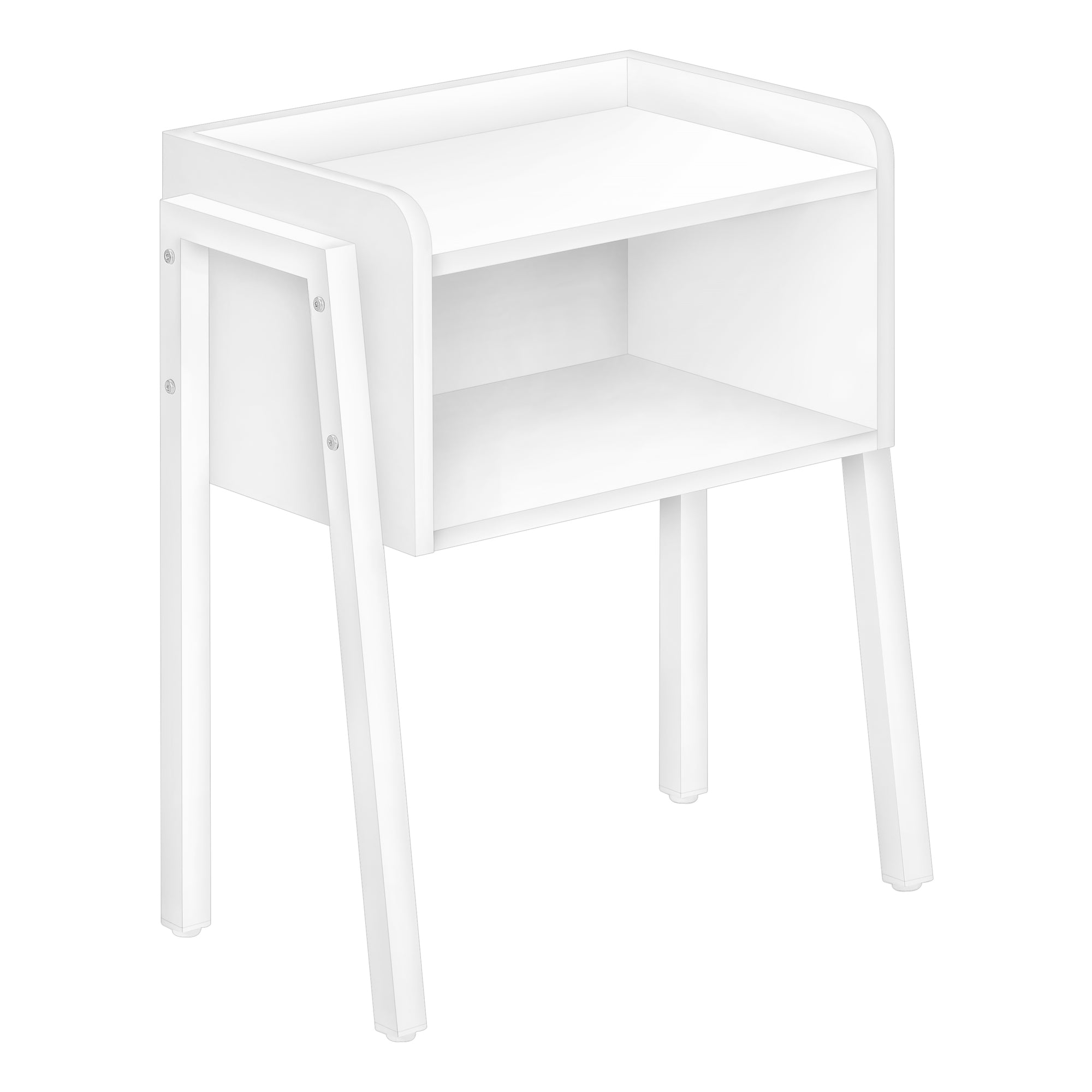 I 3594 Table D'appoint, Côté, Bout, Table De Nuit, Lampe, Salon, Chambre À Coucher, Métal, Stratifié, Blanc, Contemporain, Moderne - Simple Boutique