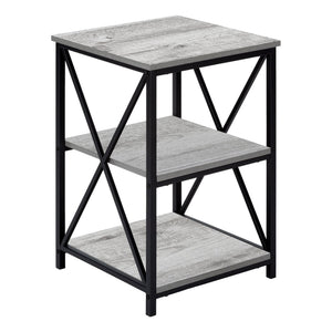 I 3596 Table D'appoint, Côté, Bout, Table De Nuit, Lampe, Salon, Chambre À Coucher, Métal, Stratifié, Gris, Noir, Contemporain, Moderne - Simple Boutique
