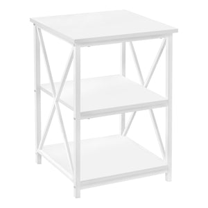 I 3599 Table D'appoint, Côté, Bout, Table De Nuit, Lampe, Salon, Chambre À Coucher, Métal, Stratifié, Blanc, Contemporain, Moderne - Simple Boutique