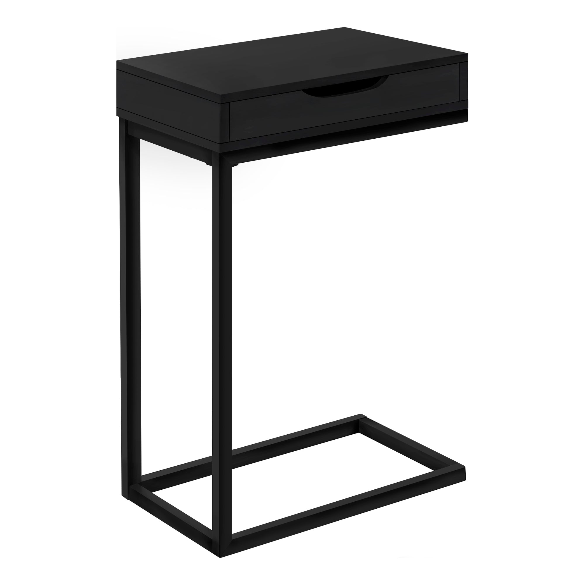 I 3600 Table D'appoint, En Forme De C, Bout, Côté, Collation, Tiroir De Rangement, Salon, Chambre À Coucher, Métal, Stratifié, Noir, Contemporain, Moderne - Simple Boutique
