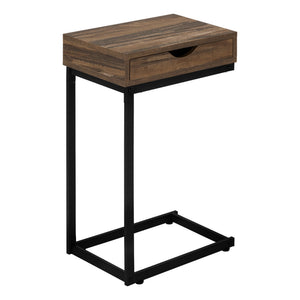 I 3602 Table D'appoint, En Forme De C, Bout, Côté, Collation, Tiroir De Rangement, Salon, Chambre À Coucher, Métal, Stratifié, Brun, Noir, Contemporain, Moderne - Simple Boutique