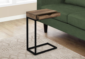 I 3602 Table D'appoint, En Forme De C, Bout, Côté, Collation, Tiroir De Rangement, Salon, Chambre À Coucher, Métal, Stratifié, Brun, Noir, Contemporain, Moderne - Simple Boutique
