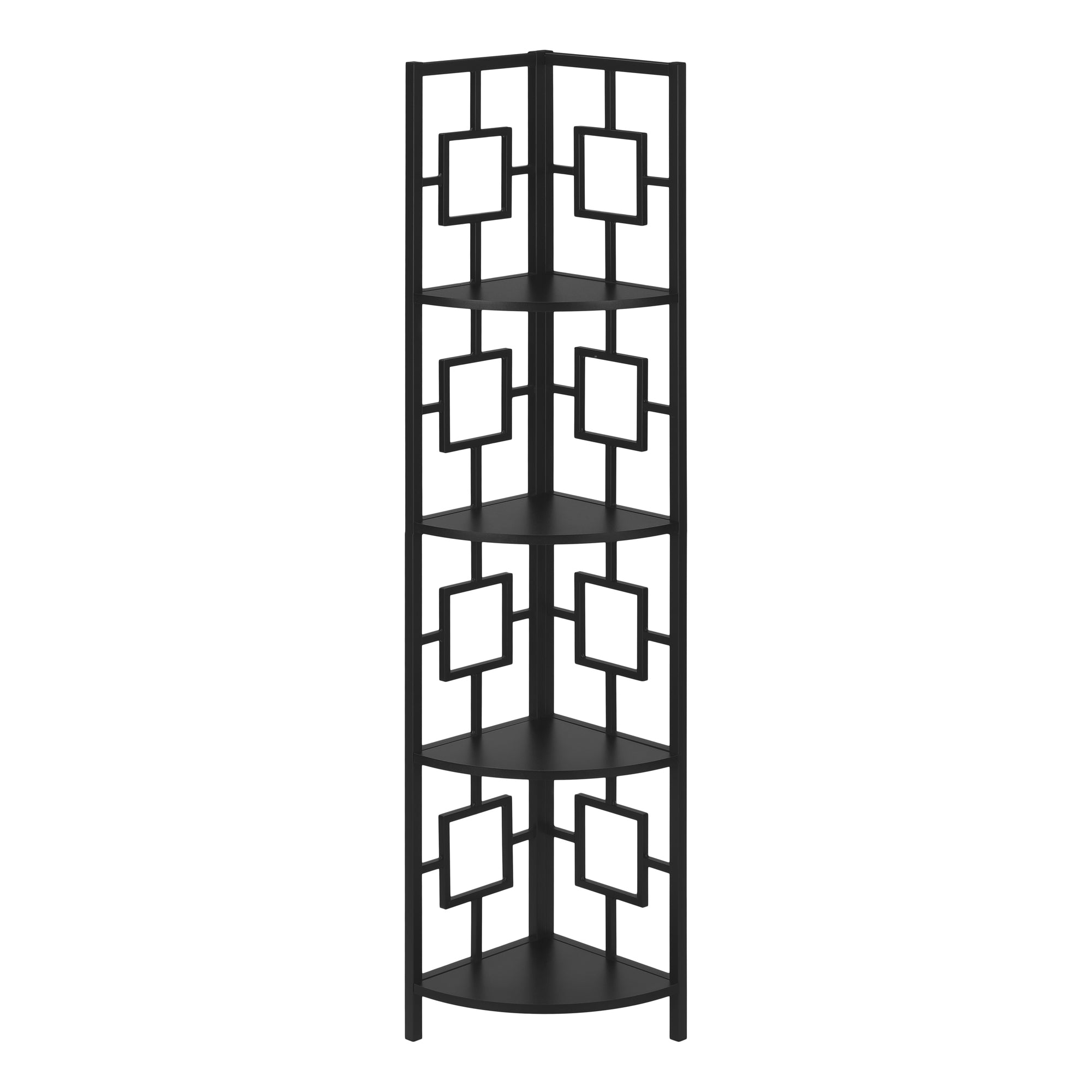 I 3610 Étagère À Livres, Étagère, Étagère, Coin, 4 Niveaux, 62"h, Bureau, Chambre À Coucher, Métal, Stratifié, Noir, Contemporain, Moderne - Simple Boutique