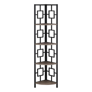 I 3611 Étagère À Livres, Étagère, Étagère, Coin, 4 Niveaux, 62"h, Bureau, Chambre À Coucher, Métal, Stratifié, Brun, Noir, Contemporain, Moderne - Simple Boutique