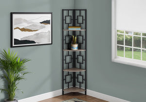 I 3611 Étagère À Livres, Étagère, Étagère, Coin, 4 Niveaux, 62"h, Bureau, Chambre À Coucher, Métal, Stratifié, Brun, Noir, Contemporain, Moderne - Simple Boutique