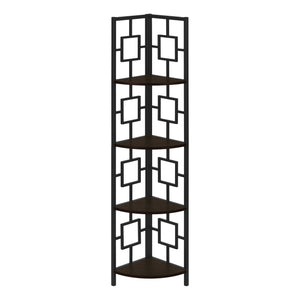 I 3612 Étagère À Livres, Étagère, Étagère, Coin, 4 Niveaux, 62"h, Bureau, Chambre À Coucher, Métal, Stratifié, Brun, Noir, Contemporain, Moderne - Simple Boutique