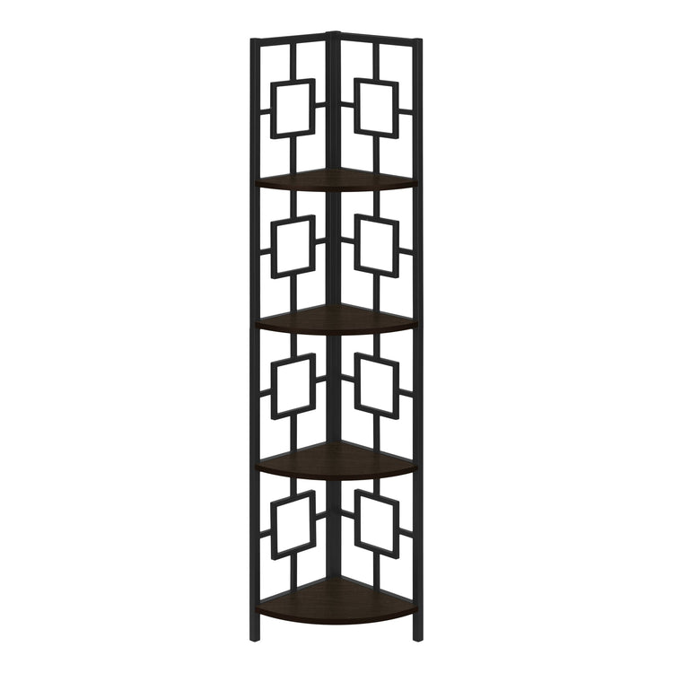 I 3612 Étagère À Livres, Étagère, Étagère, Coin, 4 Niveaux, 62"h, Bureau, Chambre À Coucher, Métal, Stratifié, Brun, Noir, Contemporain, Moderne - Simple Boutique