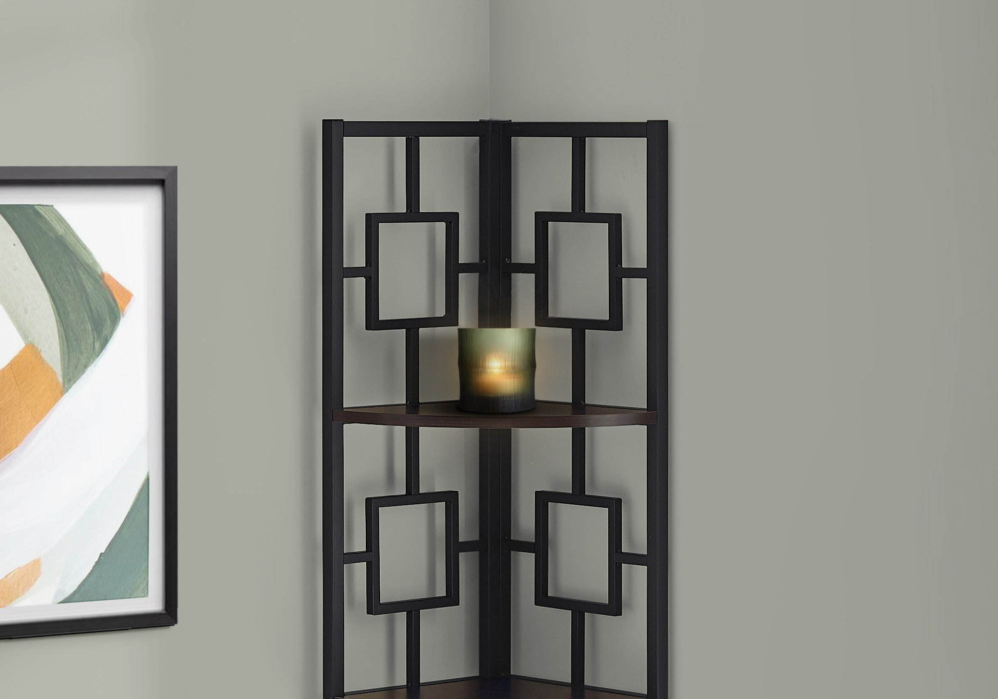 I 3612 Étagère À Livres, Étagère, Étagère, Coin, 4 Niveaux, 62"h, Bureau, Chambre À Coucher, Métal, Stratifié, Brun, Noir, Contemporain, Moderne - Simple Boutique