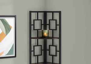 I 3612 Étagère À Livres, Étagère, Étagère, Coin, 4 Niveaux, 62"h, Bureau, Chambre À Coucher, Métal, Stratifié, Brun, Noir, Contemporain, Moderne - Simple Boutique